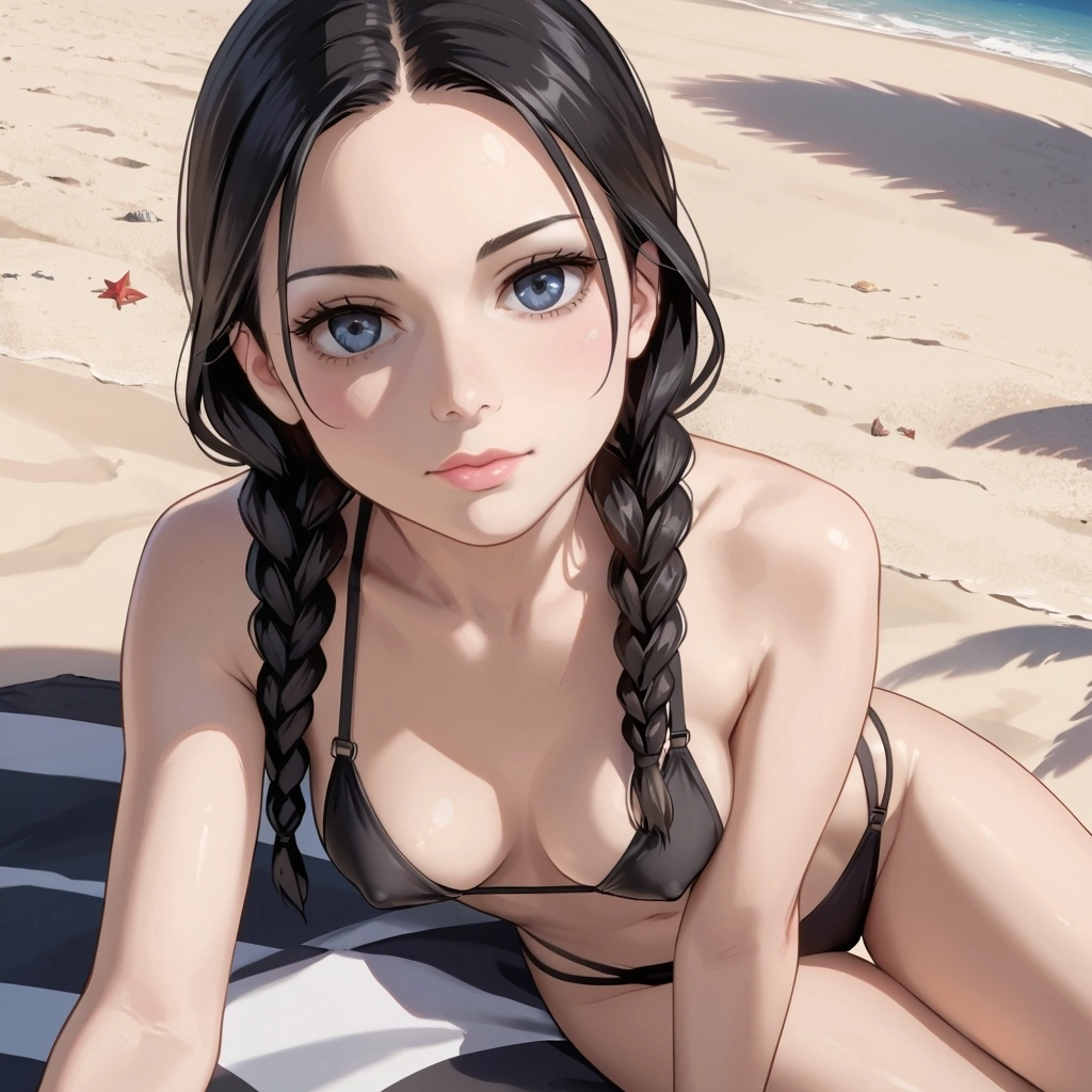 Wednesday Addams anime style NSFW fan art portrait