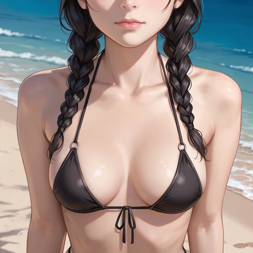 Wednesday Addams sexy bikini close-up illustration